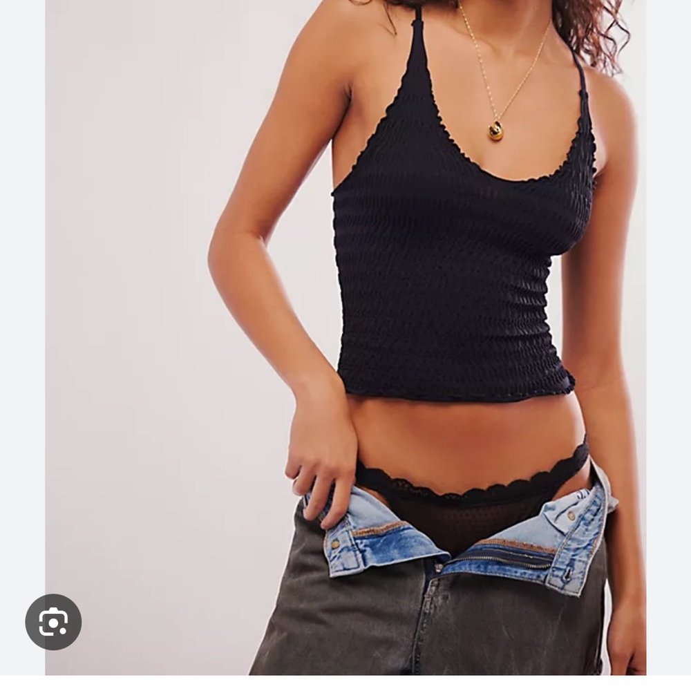 Free People Pucker Up Black cami Top